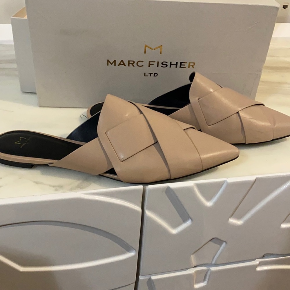 Marc Fisher Latte Leather Mule